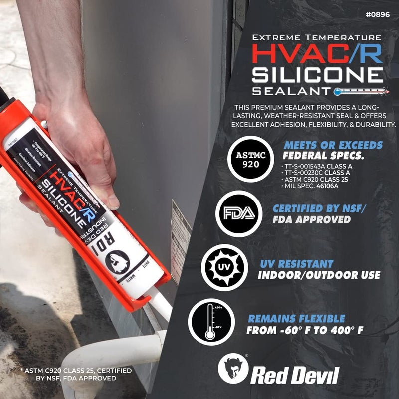 Red Devil 089650 Extreme Temperature HVAC/R Silicone Sealant, 280 ml, Aluminum, 1 Pack, Made in USA - Image 4